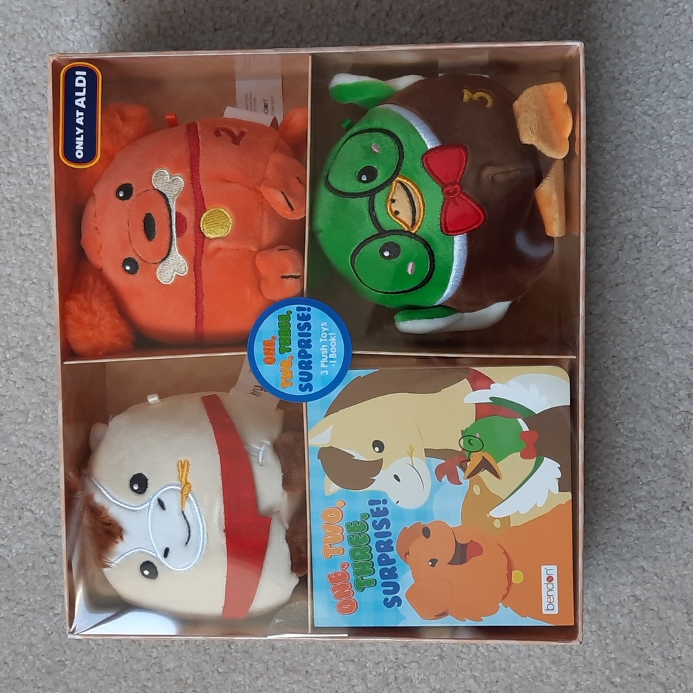 4 piece stuffed animal and book gift set
